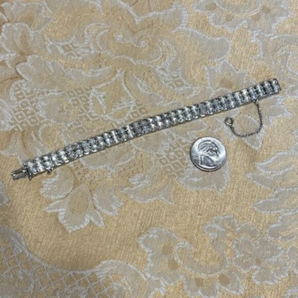WEISS Rhinestone 2 Row Tennis BRACELET - Picture 7 of 9